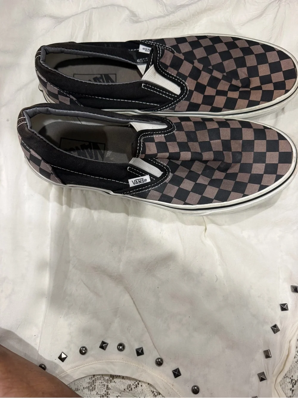 Vans Slip-On Checkerboard Loafers in Black and Brown